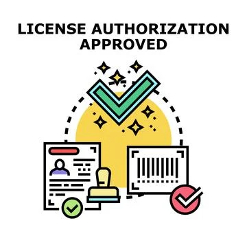 License authorization approved process document verification Stock Illustration