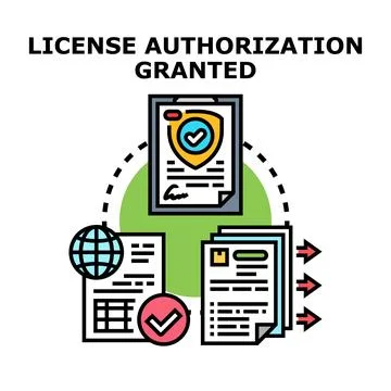License authorization granted approving documentation process Stockillustratie