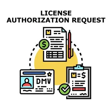 License authorization request approving identity document Stock Illustration