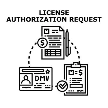 License authorization request approving identity document Stock Illustration