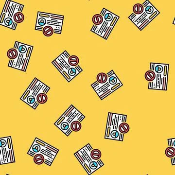 License cancel vector seamless pattern Stock Illustration