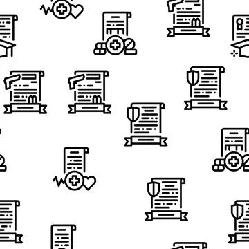License Certificate Seamless Pattern Vector 스톡 일러스트