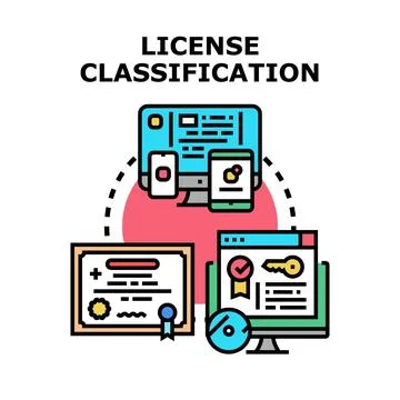 License classification digital document access protection concept Stock Illustration