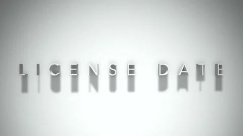 License date 3D title animation white text on a white background Stock Footage 299823355