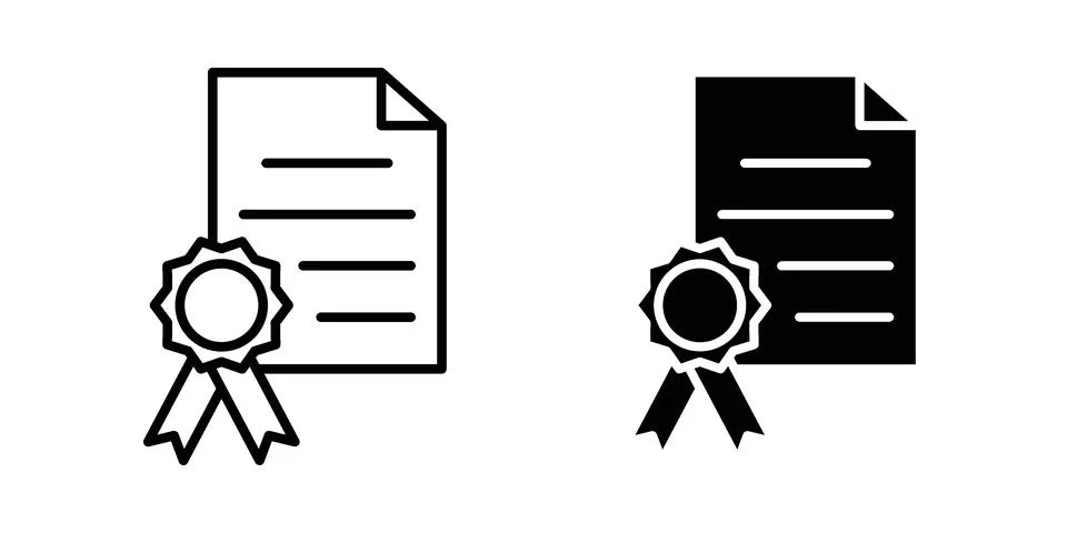 License document icon silhouette vector set. thin line pack Stock Illustration