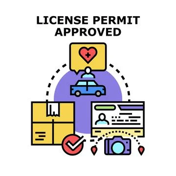 License permit approved process concept illustration Stock Illustration
