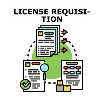 License requisition process, approval, and fulfillment vector Stock Illustration