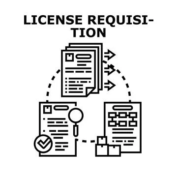 License requisition process, approval, and fulfillment vector Stock Illustration