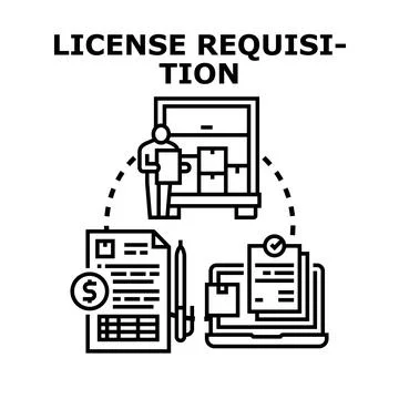 License requisition process, documentation, and obtaining permission concept Stock Illustration