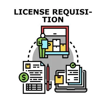 License requisition process, documentation, and obtaining permission concept Stock Illustration