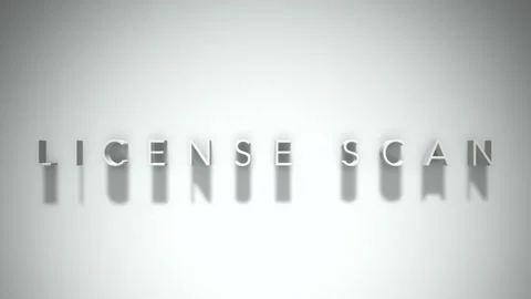 License scan 3D title animation white text on a white background Stock Footage 299823337