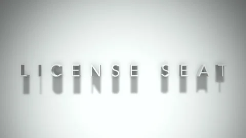 License seat 3D title animation white text on a white background Stock Footage 299823352