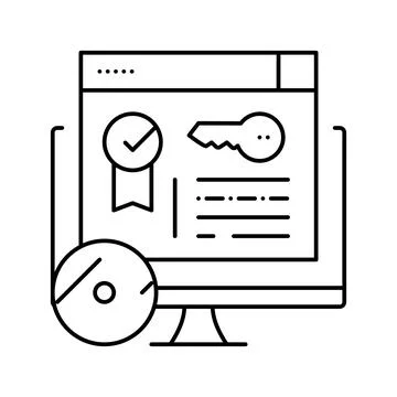 License software line icon vector illustration Stock Illustration