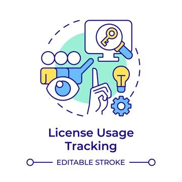 License usage tracking multi color concept icon Illustrazione stock