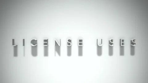License uses 3D title animation white text on a white background Stock Footage 299823387