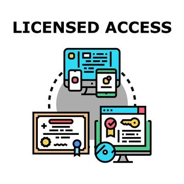 Licensed access concept connecting digital devices and certification Stock Illustration