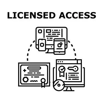 Licensed access concept connecting digital devices and certification Stock Illustration