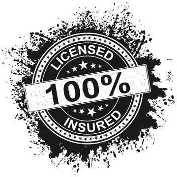 'licensed and insured' vector icon with tick mark. blue in color Stock Illustration