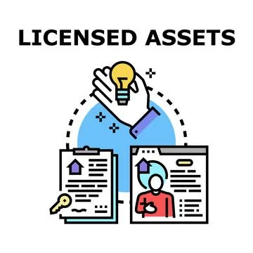 Licensed assets creative idea managing intellectual property Stock-Illustration