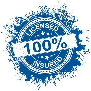 Licensed bonded insured rubber vector stamp on white background. Round business Stock Illustration