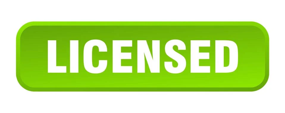 Licensed button. licensed square 3d push button Illustrazione stock