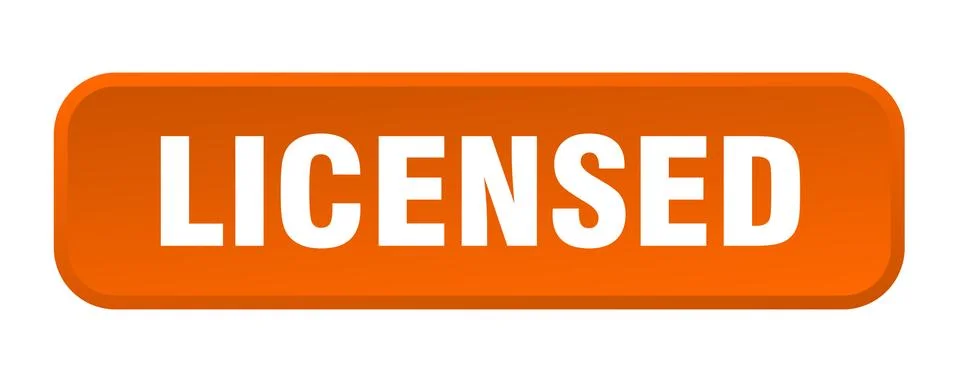Licensed button. licensed square 3d push button Illustrazione stock