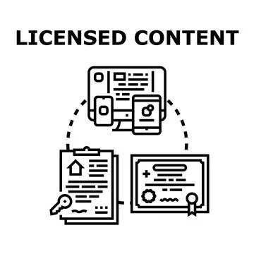 Licensed content concept including digital media and legal documents イラスト素材