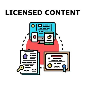 Licensed content concept including digital media and legal documents Stock Illustration