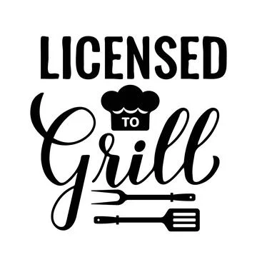 Licensed to grill calligraphy hand lettering isolated on white. Funny BBQ s.. Stock Illustration