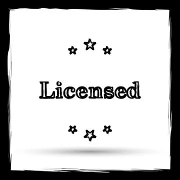 Licensed icon. Internet button on white background. Outline design imitating  Stock Illustration