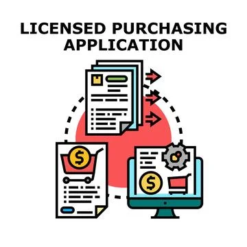 Licensed purchasing application process and online management Stock Illustration