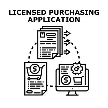 Licensed purchasing application process and online management Stock Illustration