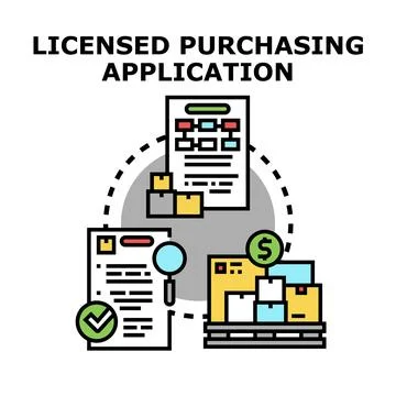 Licensed purchasing application process flat concept Stock Illustration