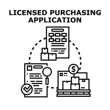 Licensed purchasing application process flat concept Stock Illustration