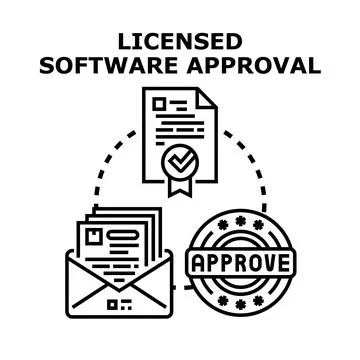 Licensed software approval concept receiving document confirmation 库存插图