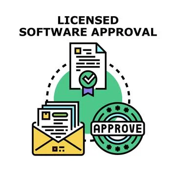 Licensed software approval concept receiving document confirmation Stock Illustration