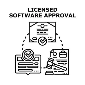 Licensed software approval process for legal compliance Stockillustratie