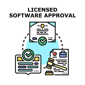 Licensed software approval process for legal compliance Stock Illustration