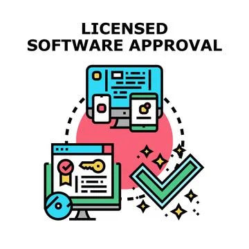 Licensed software approval software license solution using digital key Stock Illustration