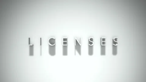 Licenses 3D title animation with shadows on a white background Stock Footage 297797748