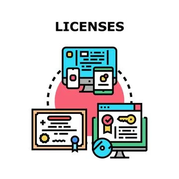 Licenses concept for digital product access and certification Stock Illustration