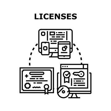 Licenses concept for digital product access and certification Stock Illustration
