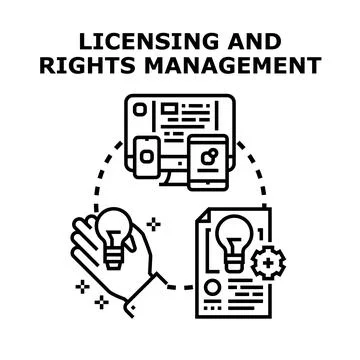 Licensing and rights management of digital intellectual property Stock Illustration