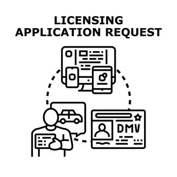 Licensing application request for driving permit document Stock Illustration
