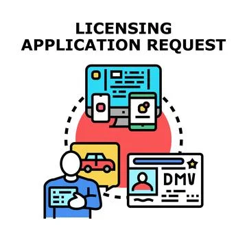 Licensing application request for driving permit document Stock Illustration
