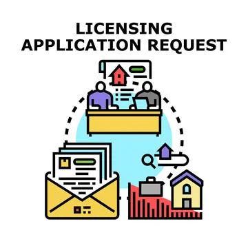 Licensing application request process for property lease Stock Illustration