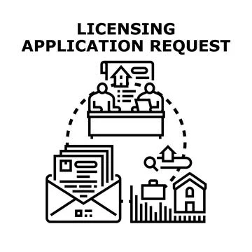 Licensing application request process for property lease Stock Illustration