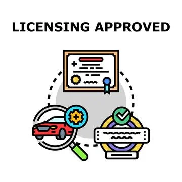 Licensing approval process for vehicle verification certification 스톡 일러스트