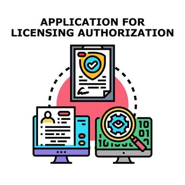 Licensing authorization application process concept vector Illustrazione stock
