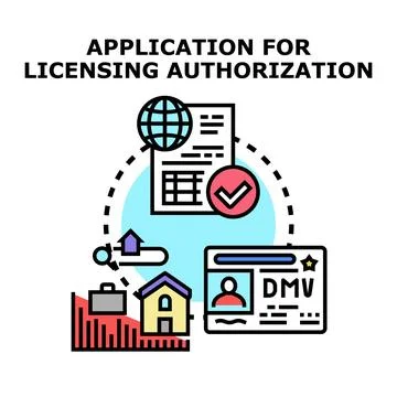 Licensing authorization application process for official document Stock Illustration